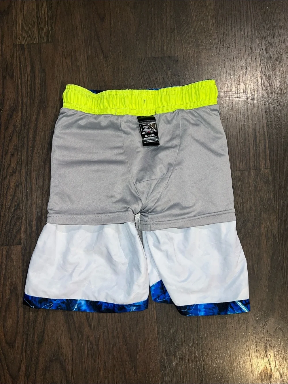 White 'Jaw-some' Shark Graphic Tee with Blue Swim Trunks Size 10-12